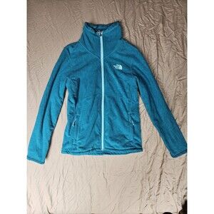 The North Face Jacket Women's Black Teal Fuzzy Fleece Full Zip Size MEDIUM